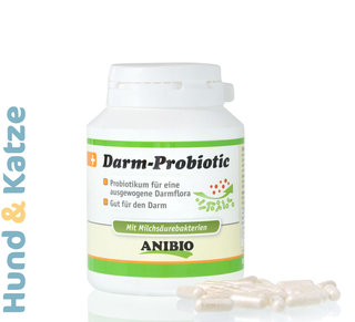 Anibio Darm-Probiotic, Darm-Nahrungsergänzung für Hunde, 45 g/120 Kapseln