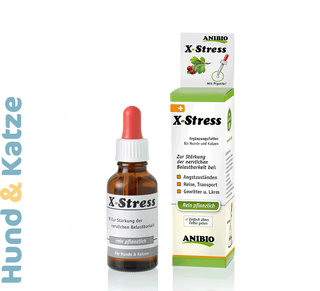 Anibio X-Stress, Nahrungsergänzung für nervlichen Belastbarkeit für Hunde, Katzen und Nager, 30 ml