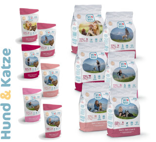 Swiss Natural Hunde-Softfutter (größere Brocken) aus der Schweiz, verschiedene Sorten 120 g/4 kg
