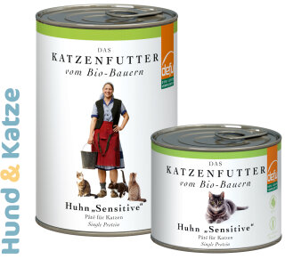 defu Dose - Katzenfutter vom Bio-Bauern, Sensitiv Huhn, getreidefrei (Dose 200 g/410 g)