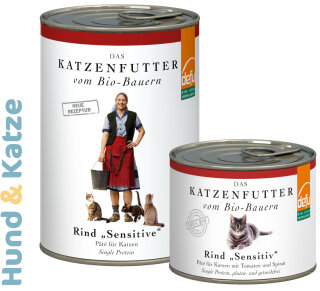 defu Dose - Katzenfutter vom Bio-Bauern, Sensitiv Rind, getreidefrei (Dose 200 g/410 g)