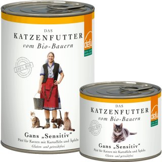 defu Nassfutter - Katzenfutter vom Bio-Bauern, Sensitiv Gans, getreidefrei (200 g/410 g)