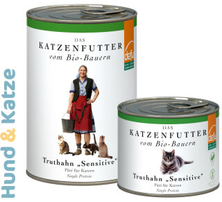defu Dose - Katzenfutter vom Bio-Bauern, Sensitiv Truthahn, getreidefrei (Dose 200 g/410 g)
