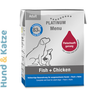 Platinum Nassfutter MENU Fisch + Huhn/Fish + Chicken, 12 x 375 g