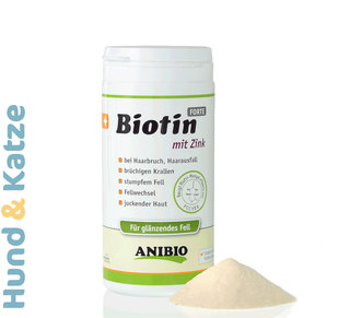 Anibio Biotin, Nahrungsergänzung für glänzendes Fell, für Hunde und Katzen. 220 g Pulver