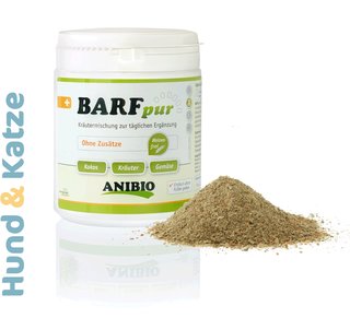 Anibio Barf Pur, Nahrungsergänzung zur Rohfütterung, für Hunde und Katzen, 350 g Pulver