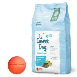 Green Petfood InsectDog, getreidefrei und hypoallergen, 10 kg + BALL